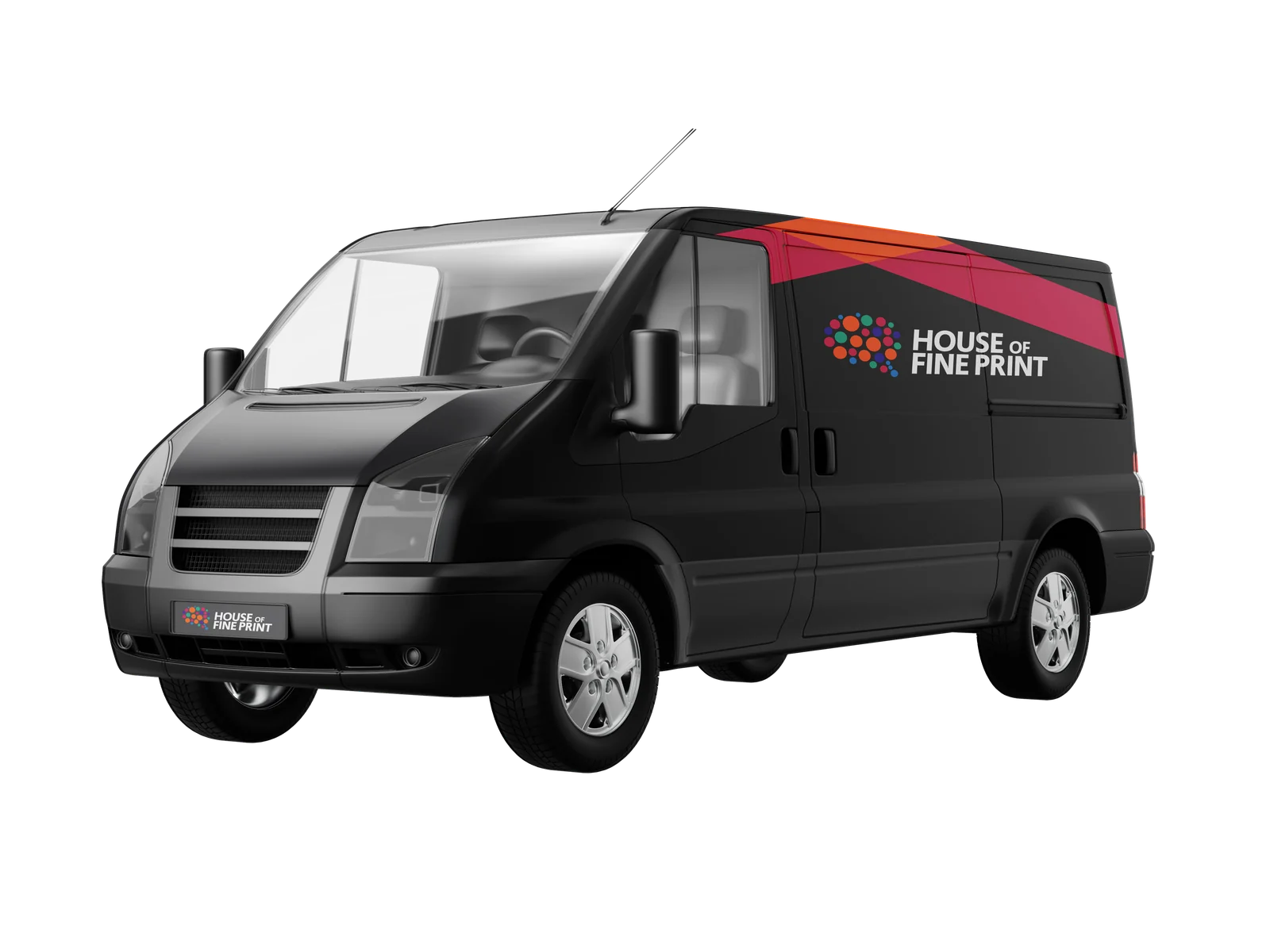 House of Fine Print branded van design mockup